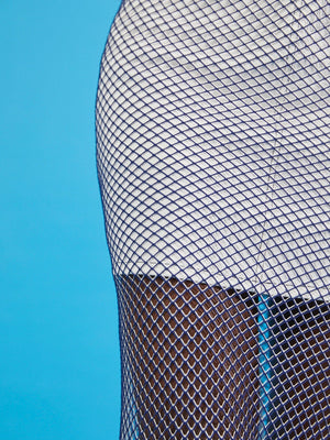 Zip Back Contrast Fishnet Skirt - Negative Apparel
