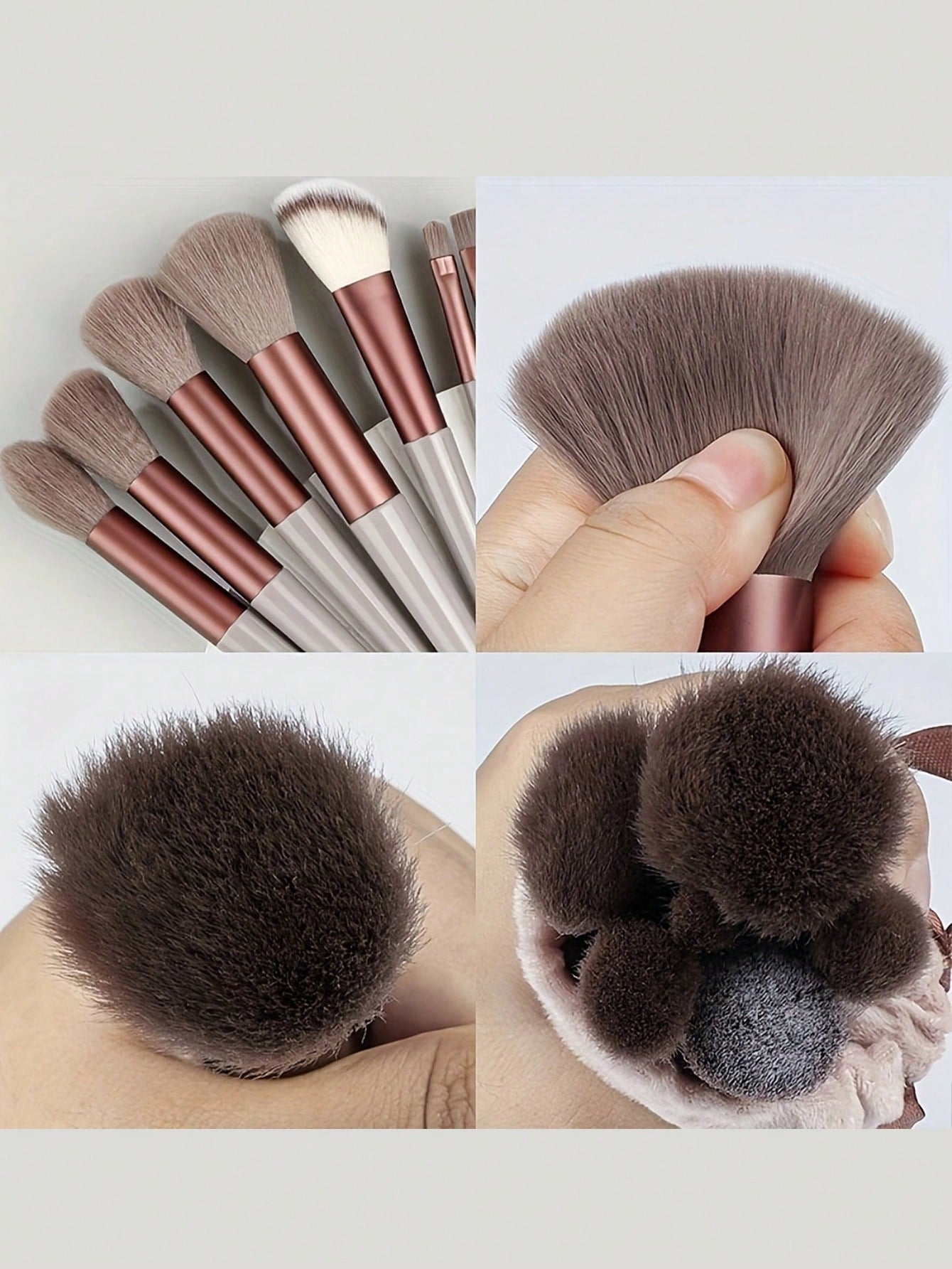 13Pcs Makeup Brush Set Soft And Powper Puff Fluffy Professional Cosmetic Foundation Powder Eyeshadow Kabuki Blending Make Up Brush Beauty Tool With Bag Makeup Sponge Beauty Gift For Makeup Beginner - Negative Apparel