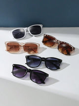 5pcs Ladies' Square Plastic Decorated Sunglasses FD