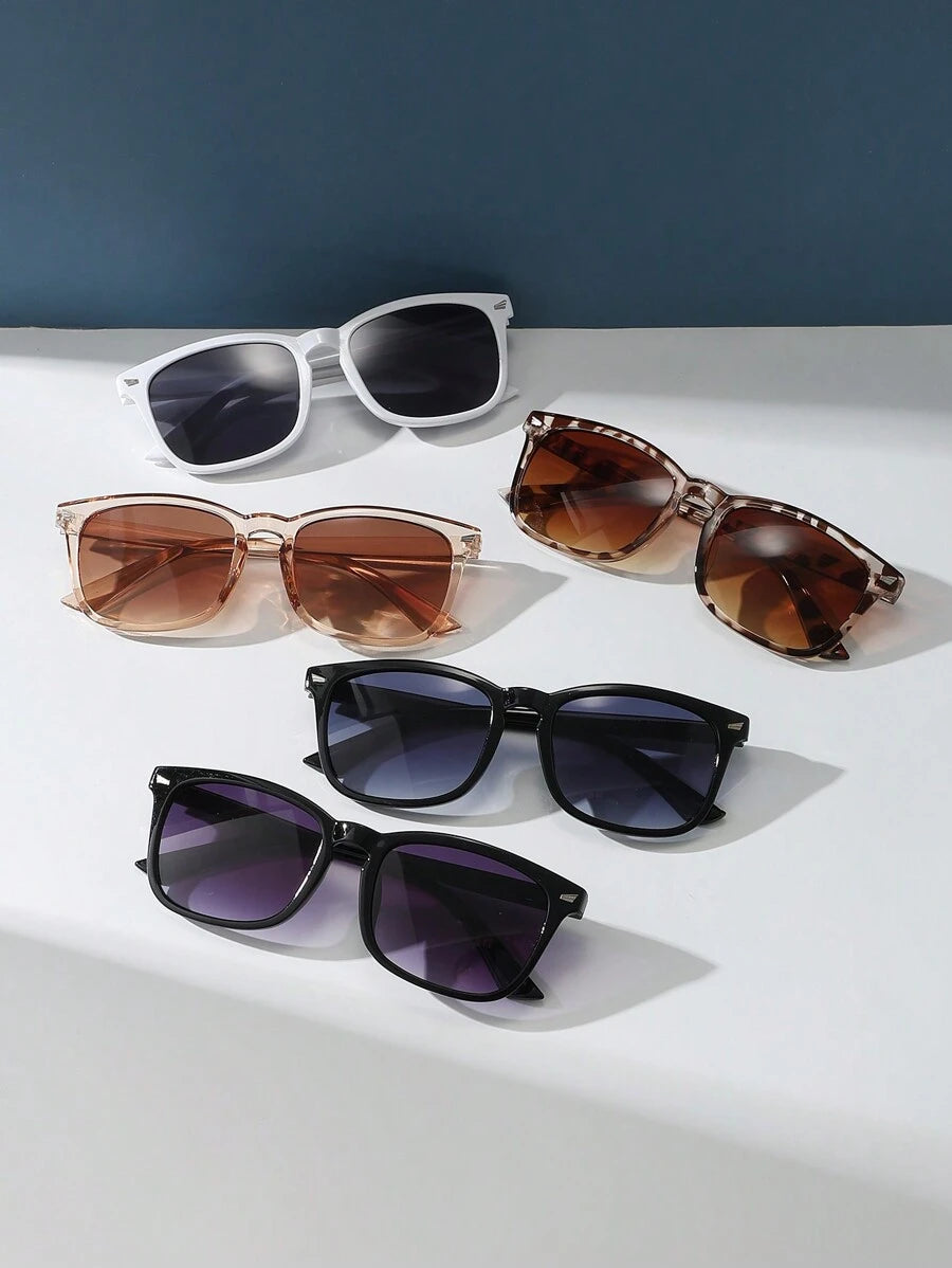 5pcs Ladies' Square Plastic Decorated Sunglasses FD