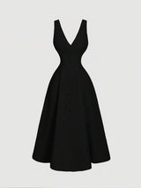 Women Sleeveless Waist-Cinched Mini Dress MOD