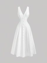 Women Sleeveless Waist-Cinched Mini Dress MOD