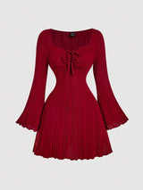 Women Ivory Bell Sleeve Mini Dress
