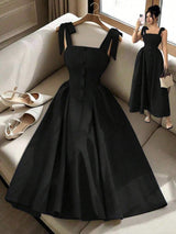 Elenzga New Arrival Tie-Shoulder Textured Bicolor Woven Midi Dress,