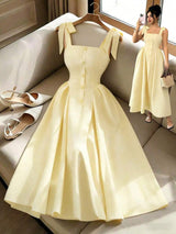 Elenzga New Arrival Tie-Shoulder Textured Bicolor Woven Midi Dress,