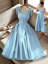 Elenzga New Arrival Tie-Shoulder Textured Bicolor Woven Midi Dress,