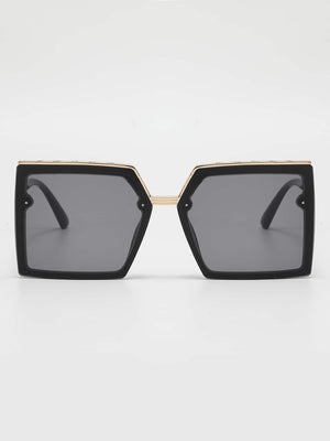 1pair Geometric Frame Fashion Black Glasses Travel Accessories Party Shades Beach Accessories - Negative Apparel