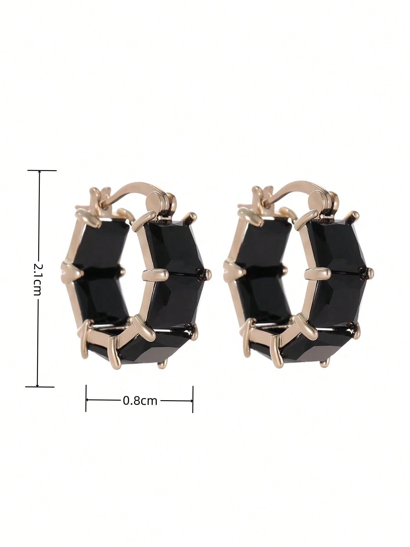 1pair Women's Simple & Fashionable Black Zircon Decor Ear Hoop, Unique Design Daily Earrings, Birthday Gift - Negative Apparel