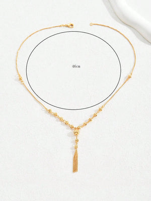 1pc 18k Gold Plated Fashionable Personality Design Pendant Necklace With Tassels For Women - Negative Apparel