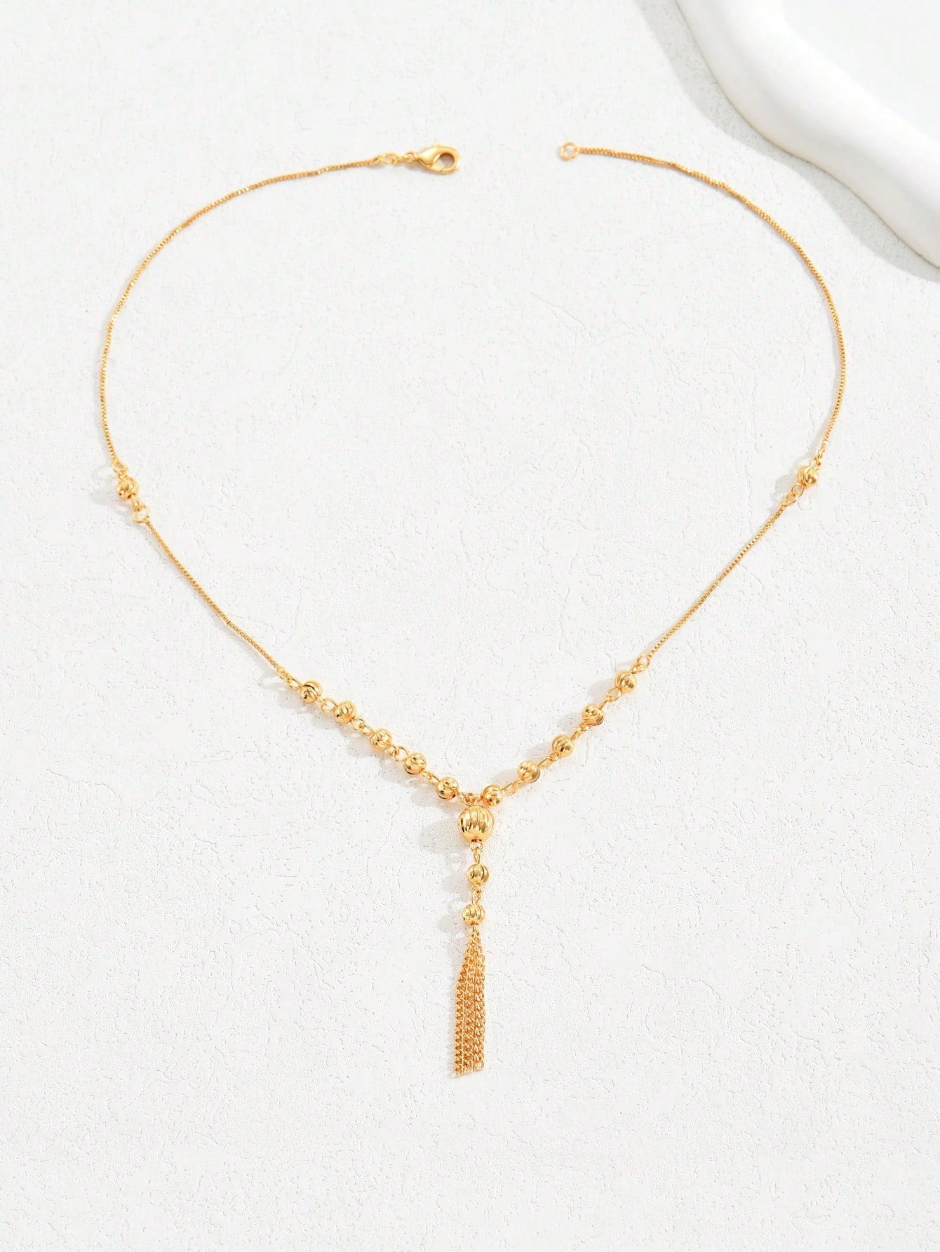 1pc 18k Gold Plated Fashionable Personality Design Pendant Necklace With Tassels For Women - Negative Apparel