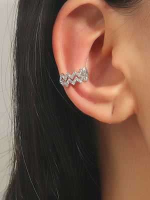 1pc Cubic Zirconia Decor Ear Cuff - Negative Apparel