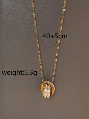 1pc European And American Fashionable 6-prong Pendant Necklace For Women, Golden, Stainless Steel, Suitable For Daily, Date, Party Wearing - Negative Apparel