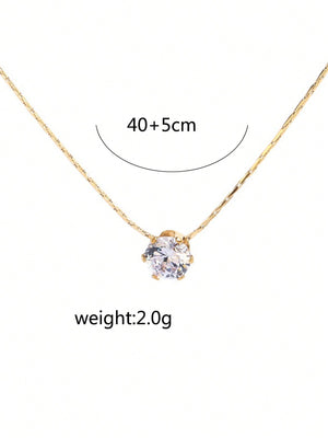 1pc European And American Fashionable 6-prong Pendant Necklace For Women, Golden, Stainless Steel, Suitable For Daily, Date, Party Wearing - Negative Apparel
