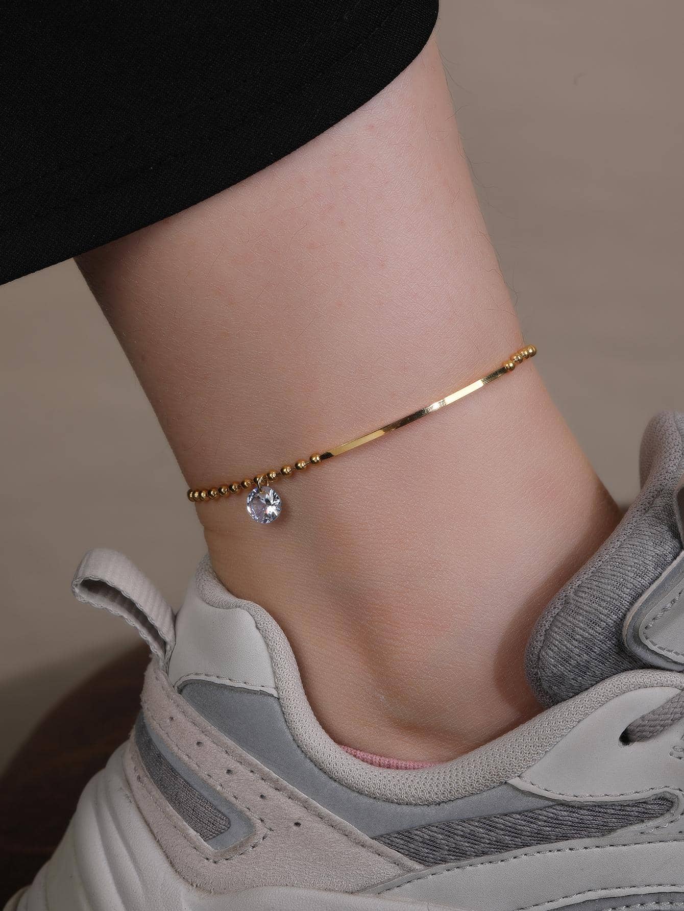 1pc Fashion Cubic Zirconia Decor Anklet For Women For Daily Decoration - Negative Apparel