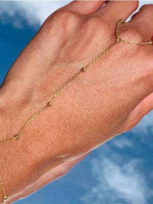 1pc Fashion Pearl Chain Finger Ring, Delicate Bracelet FD - Negative Apparel
