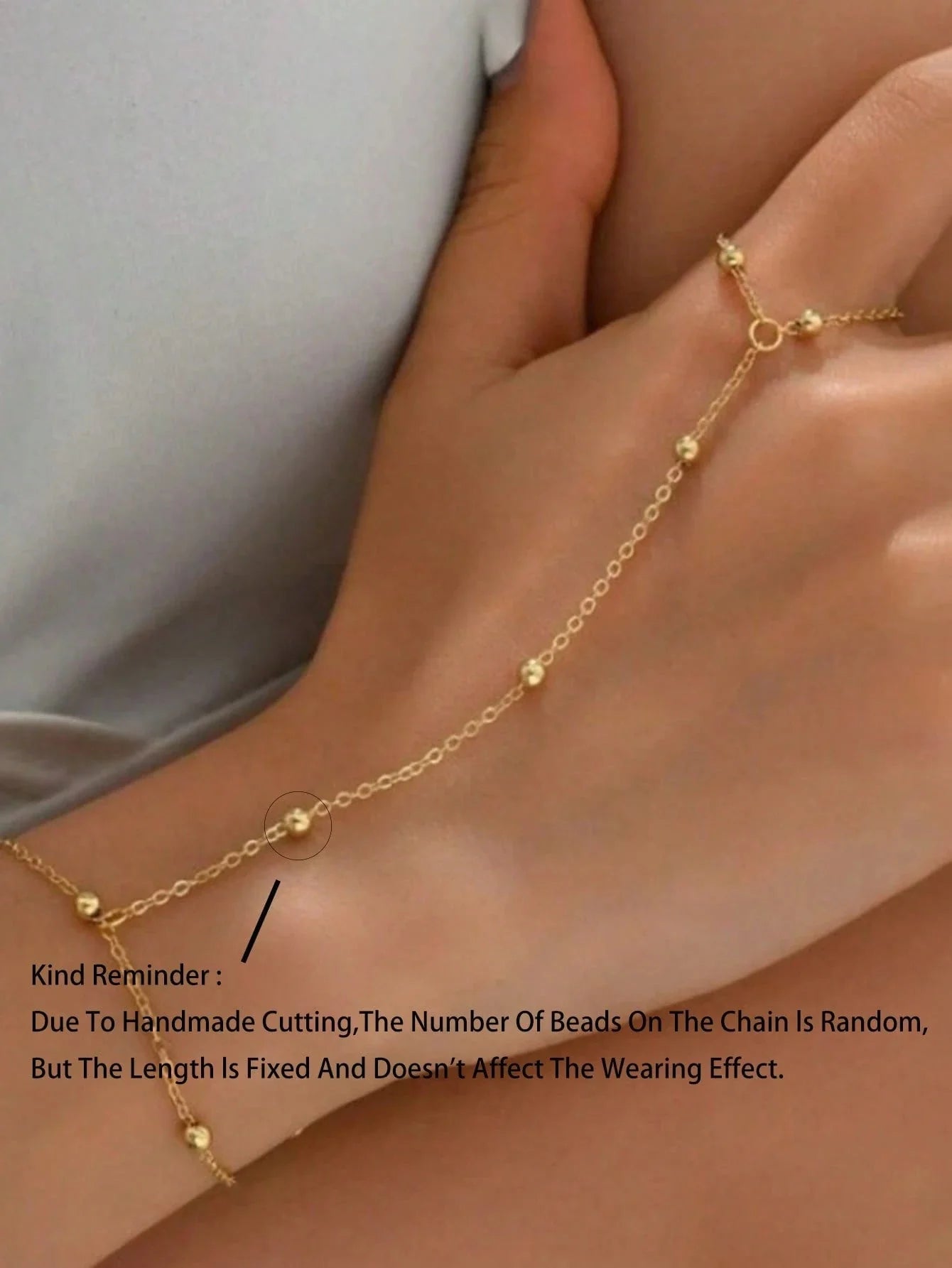 1pc Fashion Pearl Chain Finger Ring, Delicate Bracelet FD - Negative Apparel