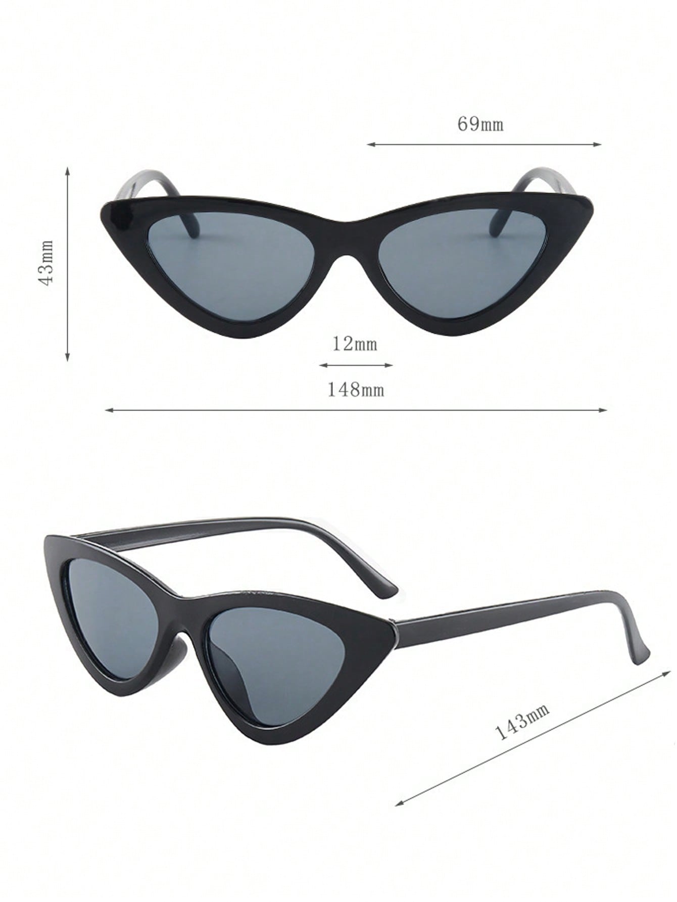 1pc Fashionable Unisex Cat Eye Triangle Sunglasses Shades Beach Accessories - Negative Apparel