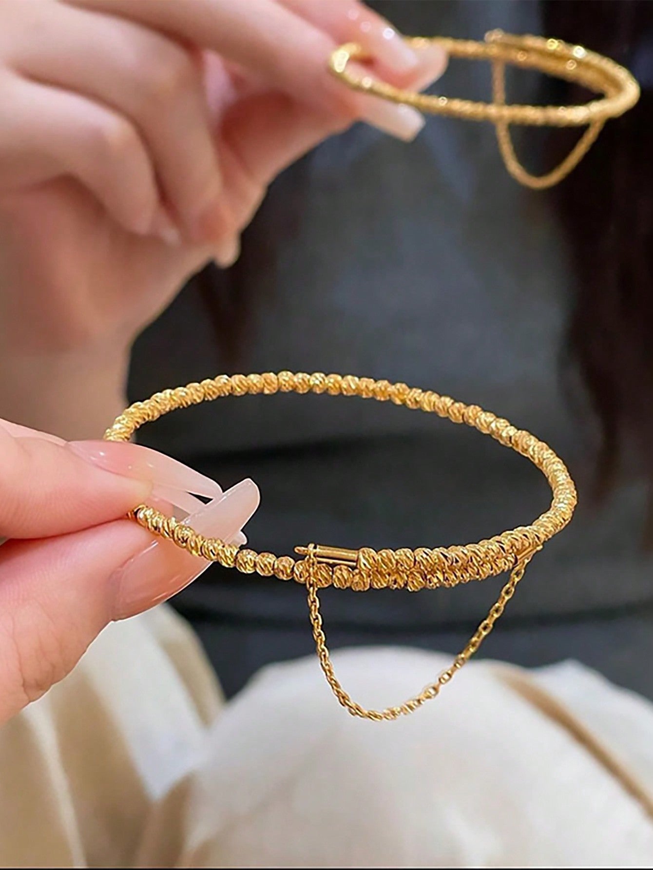 1pc Gold - Color Crumb Single Circle Memory Wire Bracelet - Negative Apparel