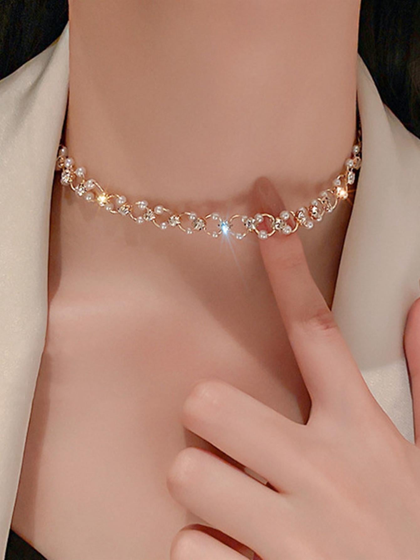 1pc Imitation Faux Pearl Women Choker Necklace - Negative Apparel