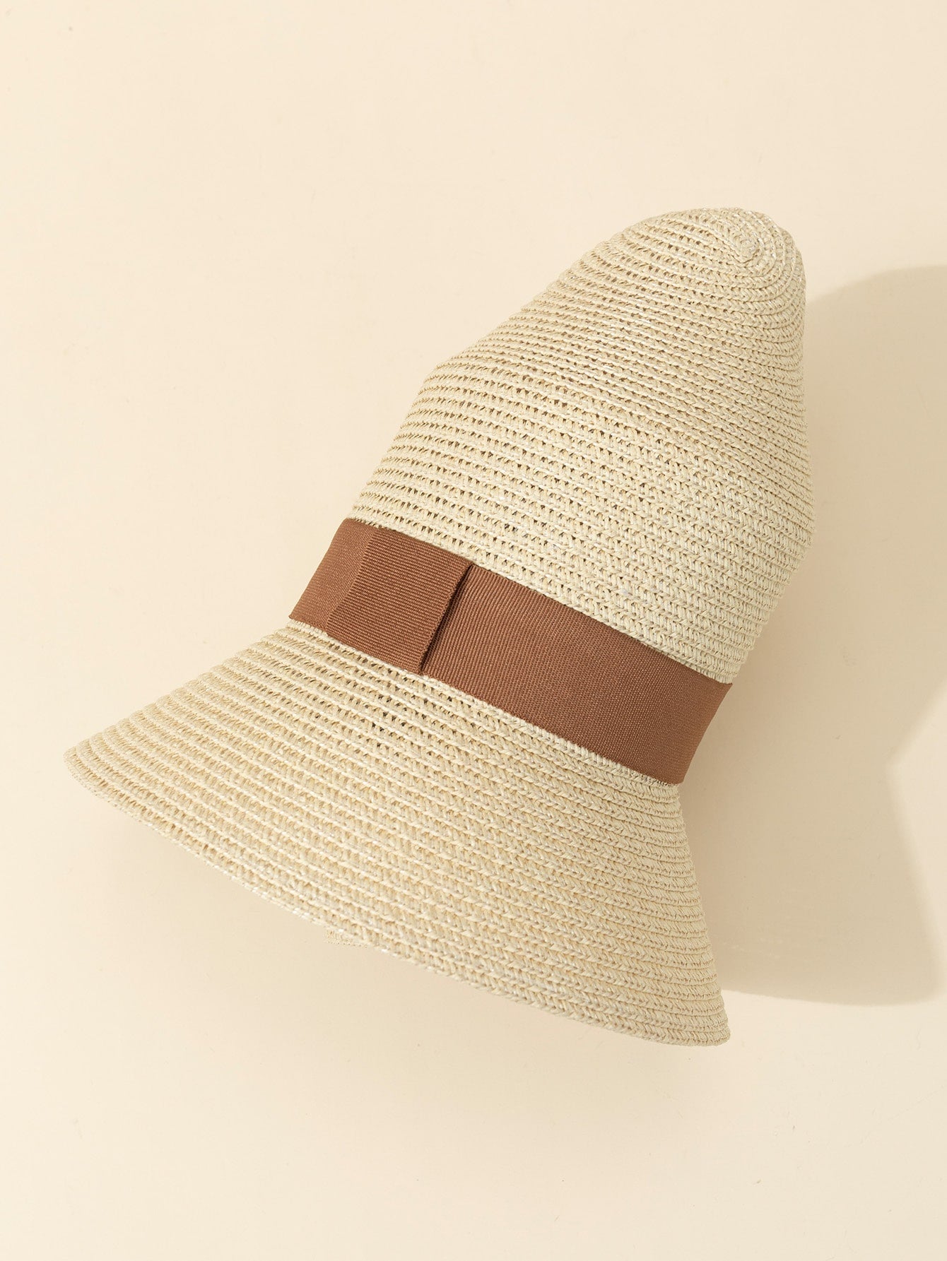 1pc Khaki British Style Vintage Fashion Sun Protection Belt Beach Sunshade Flat Top Straw Hat - Negative Apparel