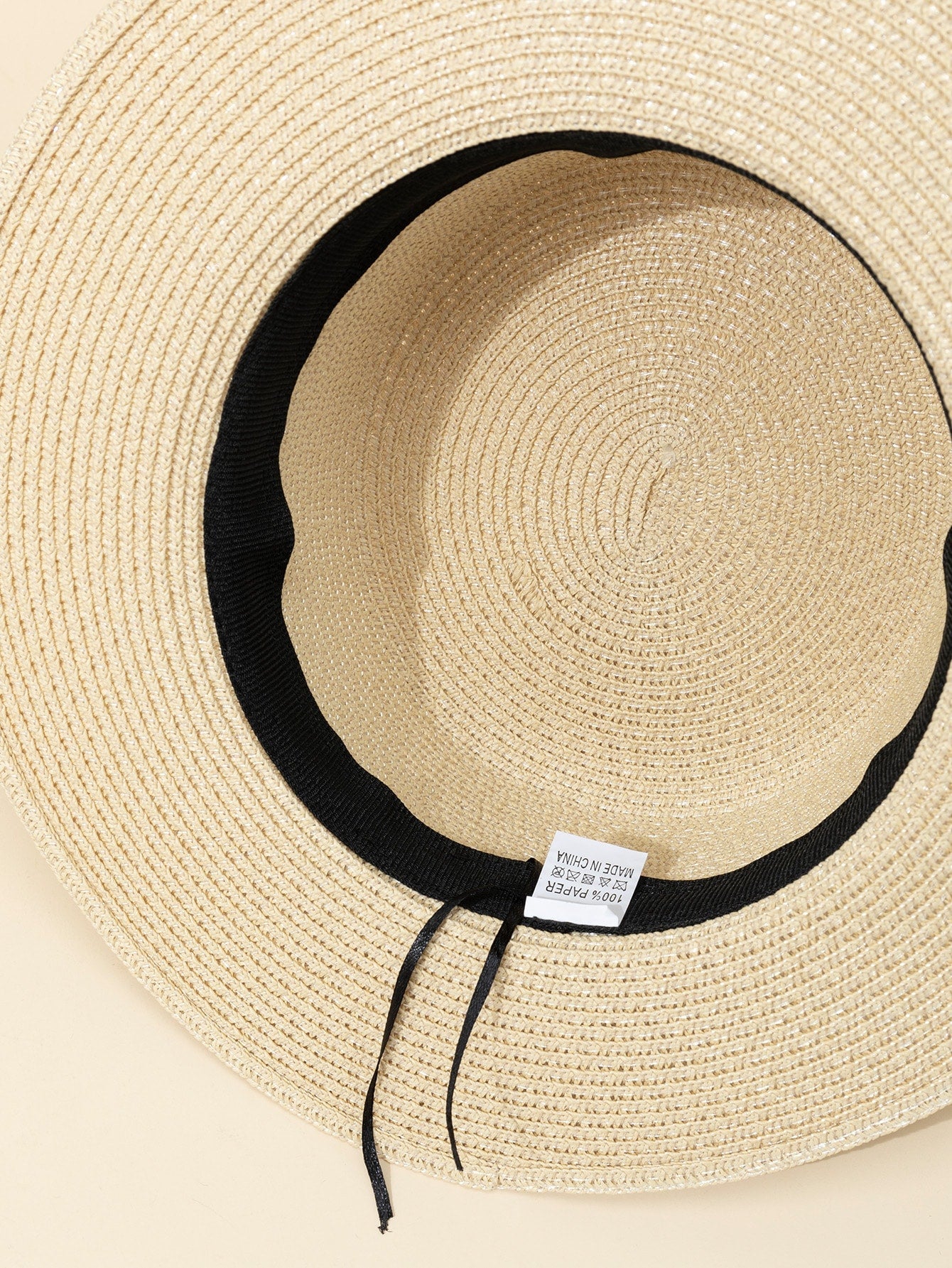 1pc Khaki British Style Vintage Fashion Sun Protection Belt Beach Sunshade Flat Top Straw Hat - Negative Apparel