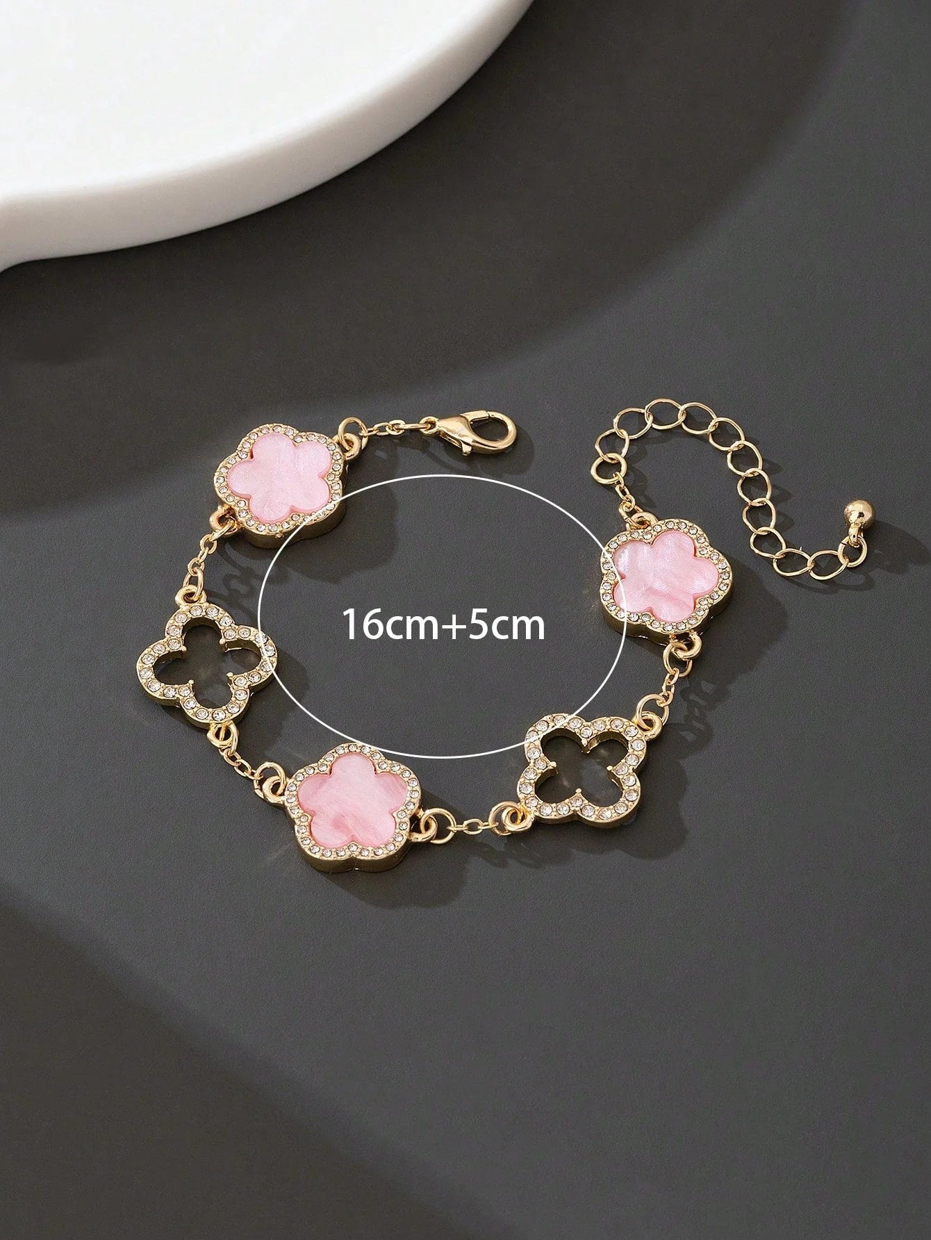 1pc Luxury Elegant Rhinestone Hollow Clover & Flower Charm Bracelet FD - Negative Apparel