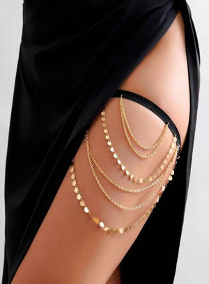 1pc Multilayer Elastic Band & Chain Design Sexy Thigh Chain For Women FD - Negative Apparel