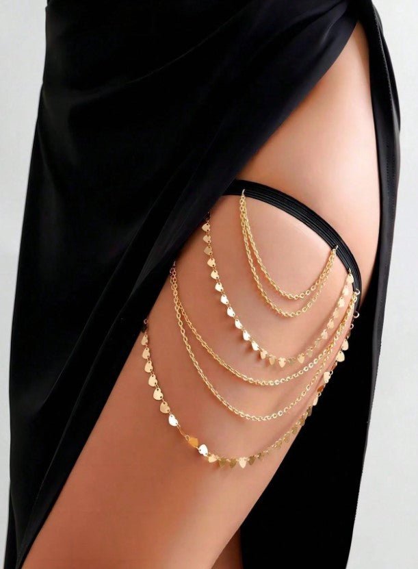 1pc Multilayer Elastic Band & Chain Design Sexy Thigh Chain For Women FD - Negative Apparel