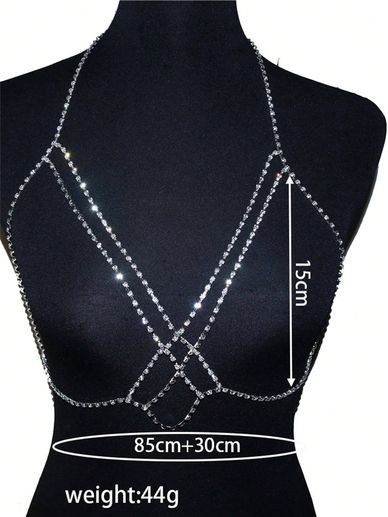 1pc Sexy Rhinestone Chest Chain For Women's Nightclub Bikini Accessory - Negative Apparel