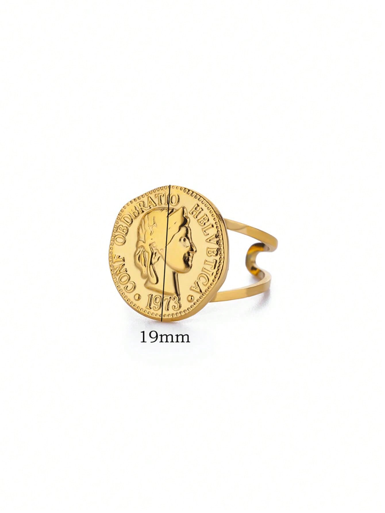 1Pc Vintage Ancient Greek Arethusa Goddess Coin Ring - Negative Apparel