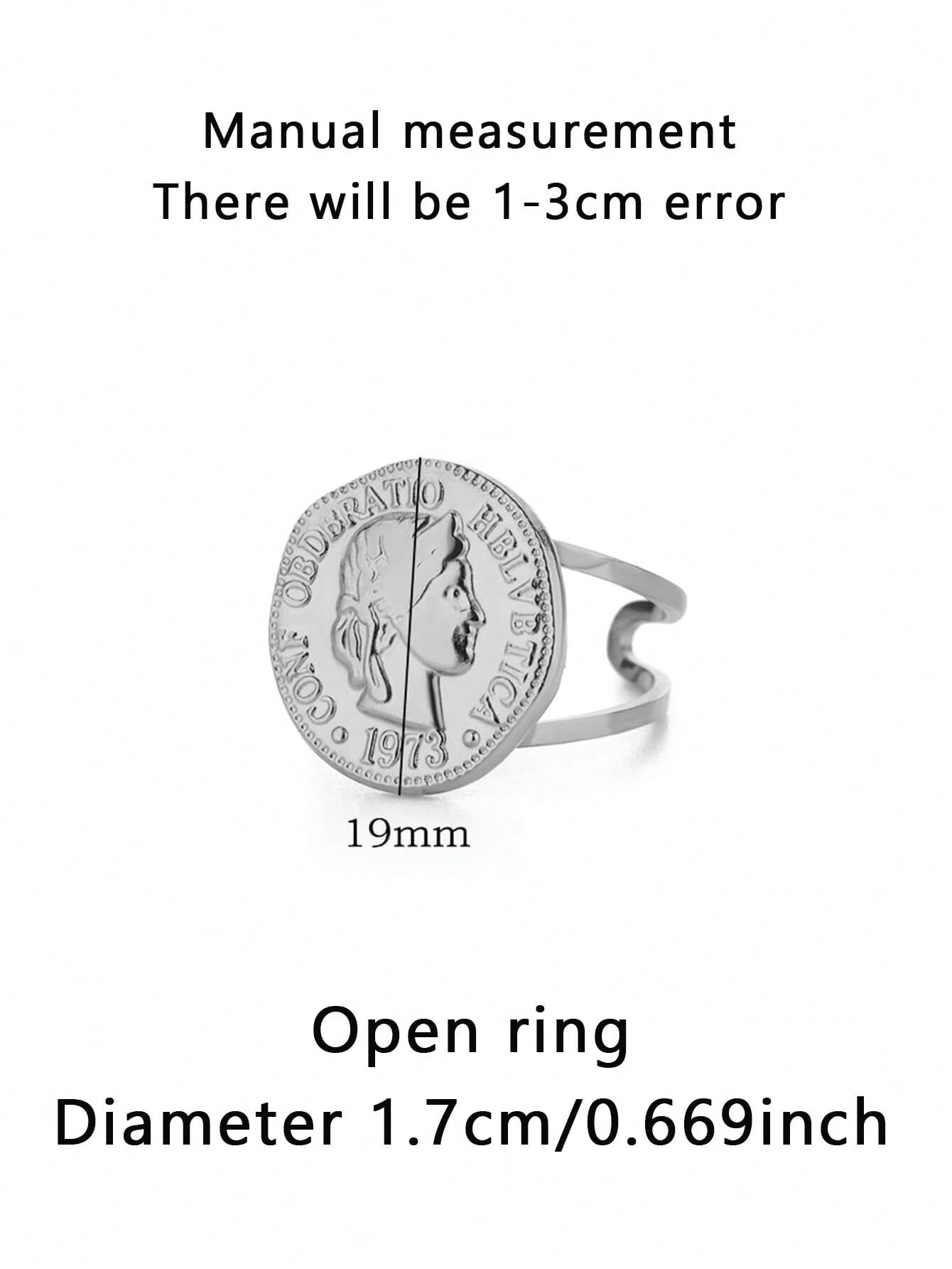 1Pc Vintage Ancient Greek Arethusa Goddess Coin Ring - Negative Apparel