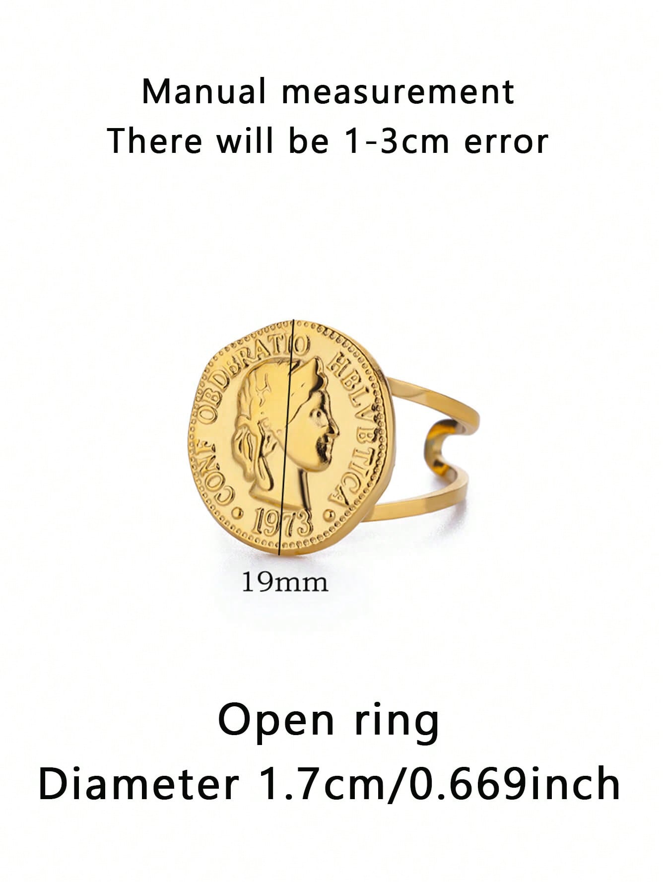 1Pc Vintage Ancient Greek Arethusa Goddess Coin Ring - Negative Apparel