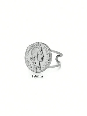 1Pc Vintage Ancient Greek Arethusa Goddess Coin Ring - Negative Apparel