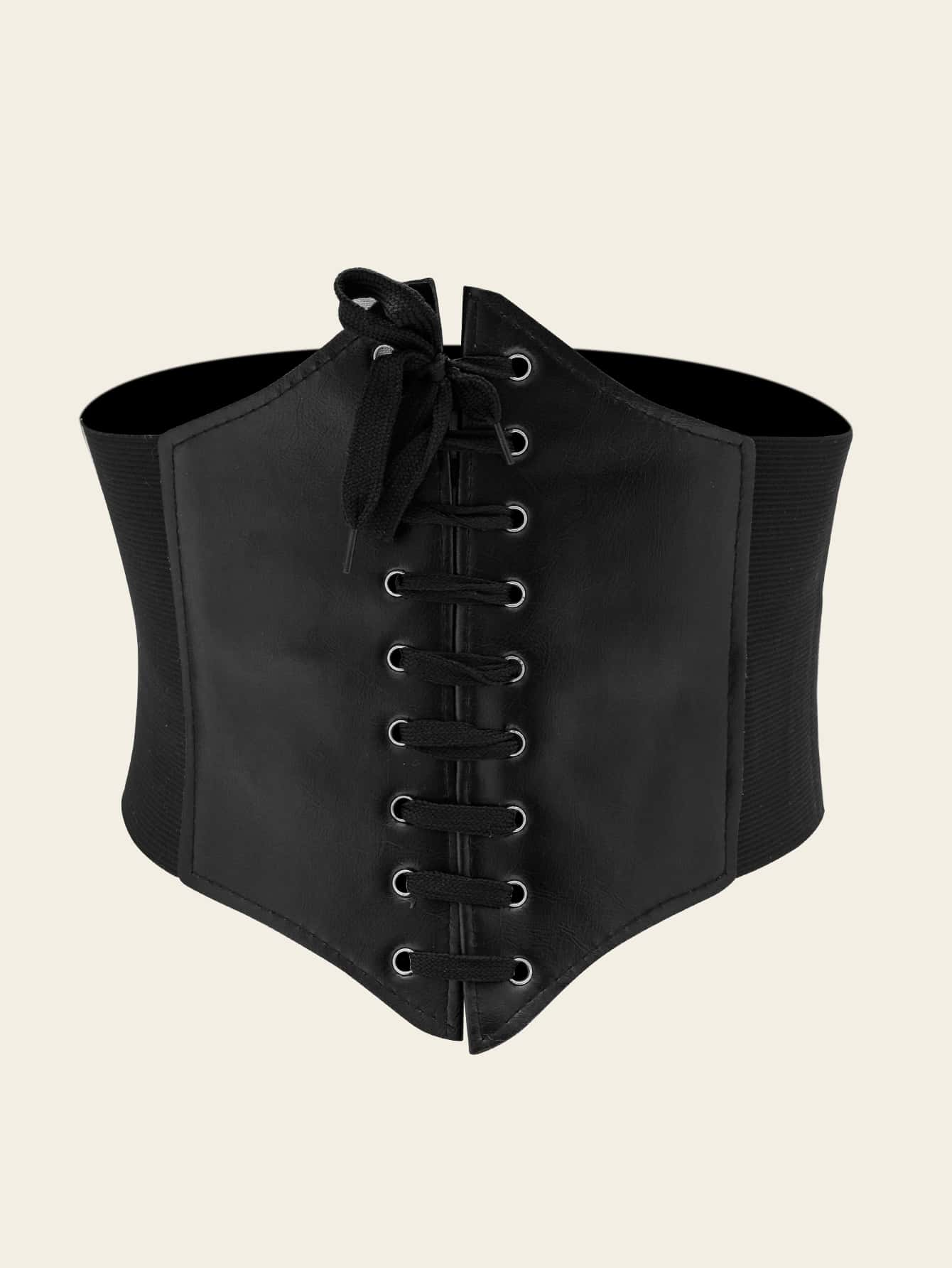 1pc Women Black Lace-up Corset Belt For Dress Decoration - Negative Apparel