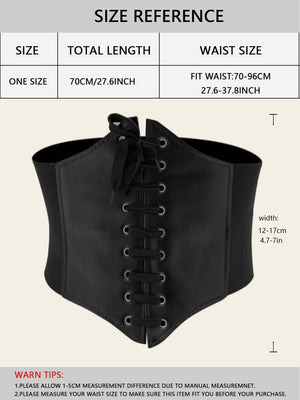 1pc Women Black Lace-up Corset Belt For Dress Decoration - Negative Apparel