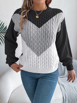 2 color matching twisted lantern sleeve pullover sweater - Negative Apparel