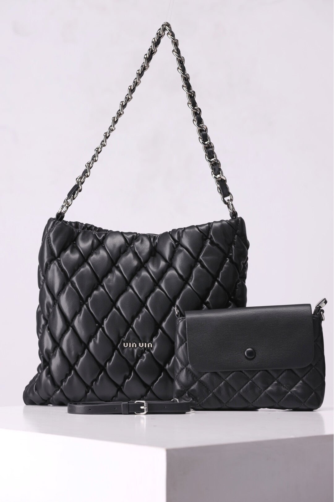 2 Pcs Premium Leather Rhomboids Shoulder Tote Bag - Negative Apparel