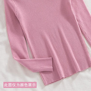 2022 autumn and winter semi - turtleneck pattern sweater women's inner with medium neck long - sleeved bottoming shirt top slim - fitting women's clothing wholesale - Negative Apparel