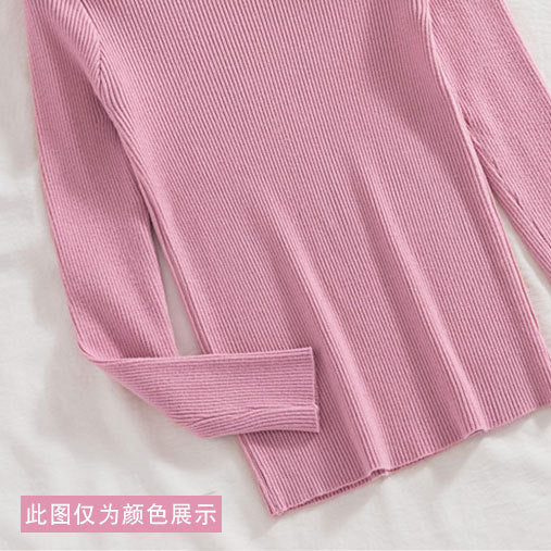 2022 autumn and winter semi - turtleneck pattern sweater women's inner with medium neck long - sleeved bottoming shirt top slim - fitting women's clothing wholesale - Negative Apparel