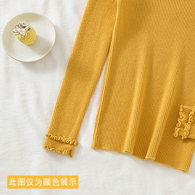 2022 autumn and winter semi - turtleneck pattern sweater women's inner with medium neck long - sleeved bottoming shirt top slim - fitting women's clothing wholesale - Negative Apparel