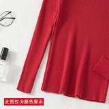 2022 autumn and winter semi - turtleneck pattern sweater women's inner with medium neck long - sleeved bottoming shirt top slim - fitting women's clothing wholesale - Negative Apparel