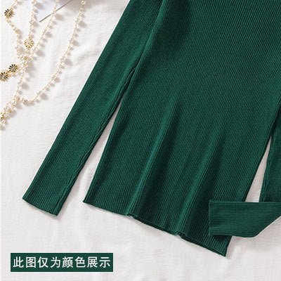 2022 autumn and winter semi - turtleneck pattern sweater women's inner with medium neck long - sleeved bottoming shirt top slim - fitting women's clothing wholesale - Negative Apparel
