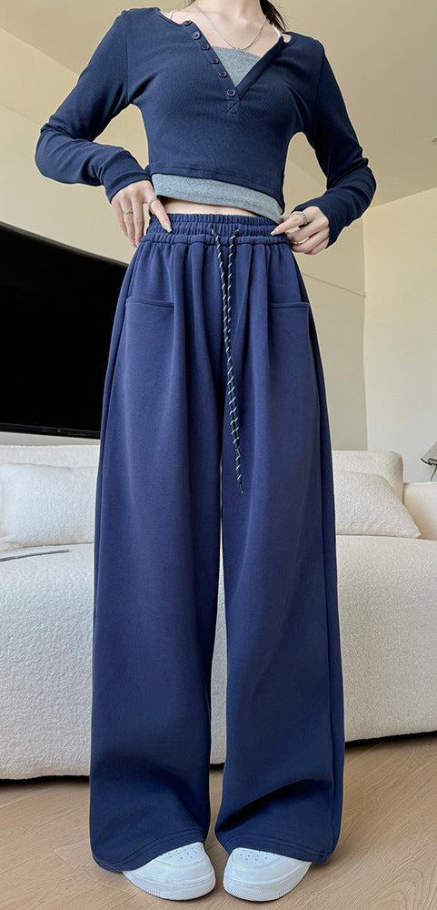 2024 high waist lazy wide leg pants loose casual sports pants - Negative Apparel