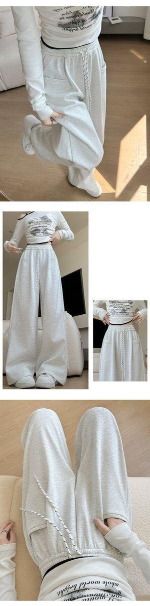 2024 high waist lazy wide leg pants loose casual sports pants - Negative Apparel