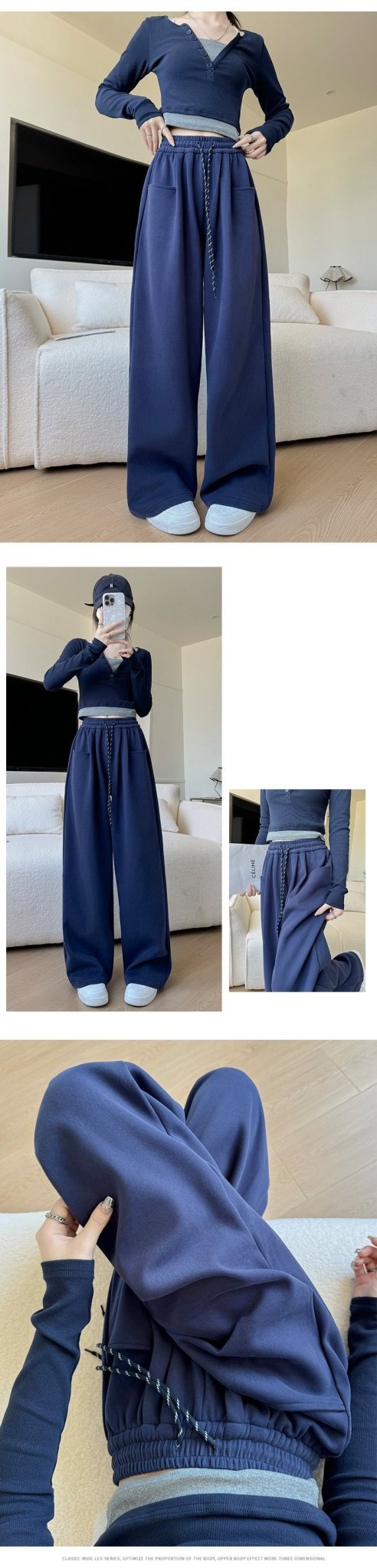 2024 high waist lazy wide leg pants loose casual sports pants - Negative Apparel