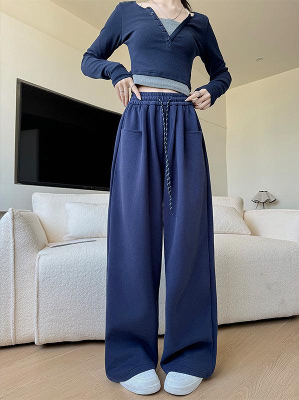 2024 high waist lazy wide leg pants loose casual sports pants - Negative Apparel