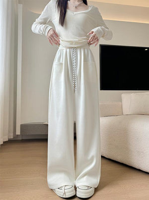 2024 high waist lazy wide leg pants loose casual sports pants - Negative Apparel