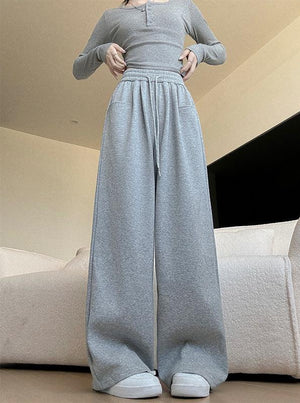 2024 high waist lazy wide leg pants loose casual sports pants - Negative Apparel