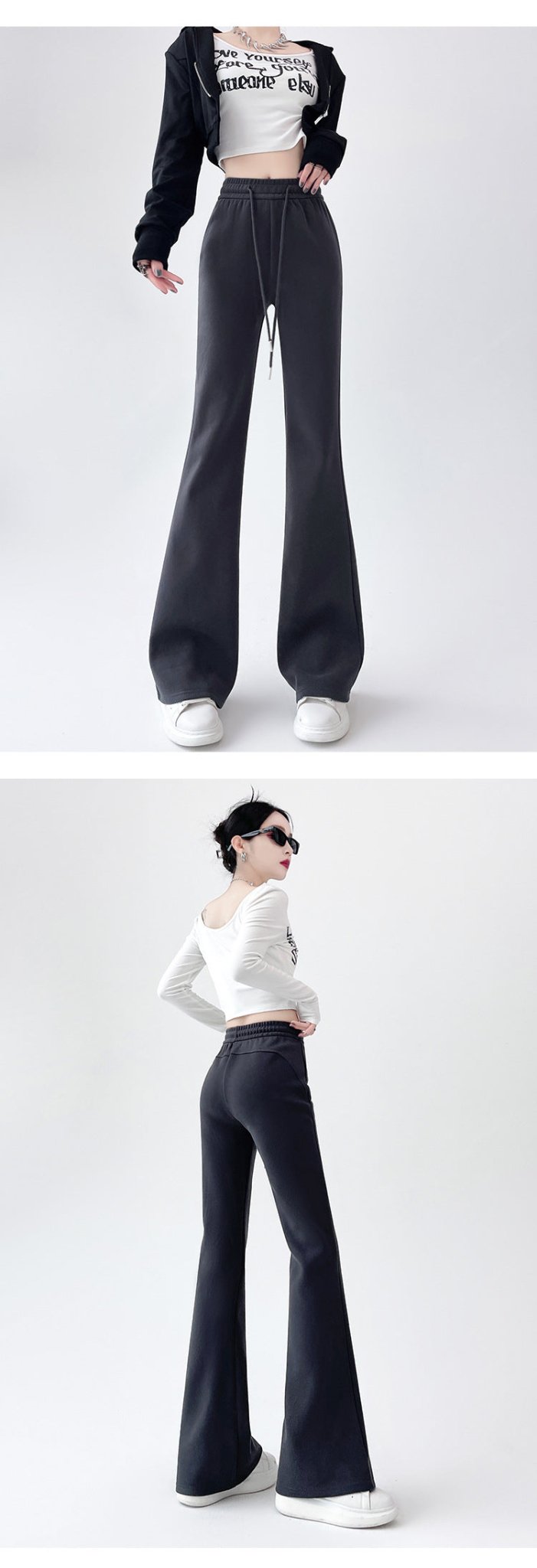 2024 New Casual Sweatpants High Waist Drape Horseshoe Pants - Negative Apparel