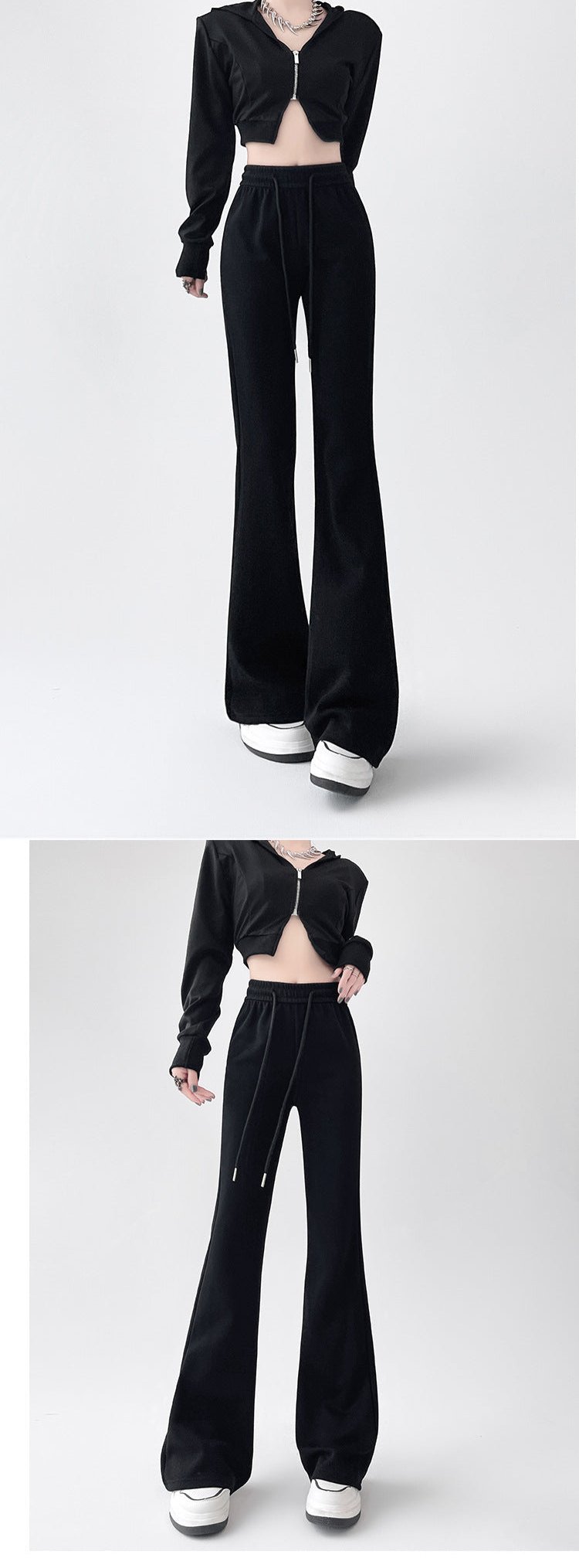 2024 New Casual Sweatpants High Waist Drape Horseshoe Pants - Negative Apparel